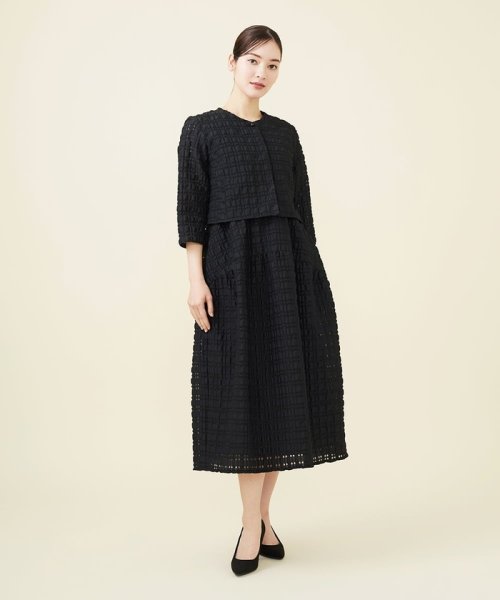 シアーチェックノーカラージャケット 