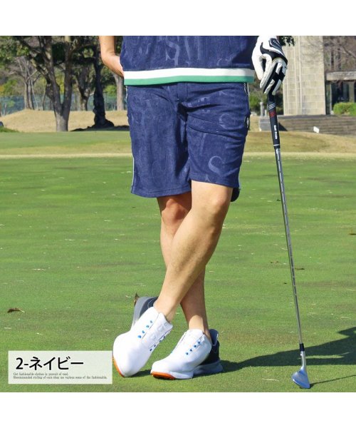 TopIsm(トップイズム)/ゴルフパンツ メンズ ゴルフウェア GIORNO SEVEN ジョルノセブン ハーフパンツ ショートパンツ 短パン ショーツ サマーパイルロゴ型押し 春夏/img07