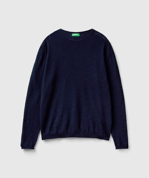 BENETTON (mens)(ベネトン（メンズ）)/リネン混コットンクルーネック無地長袖ニット・セーター/img03