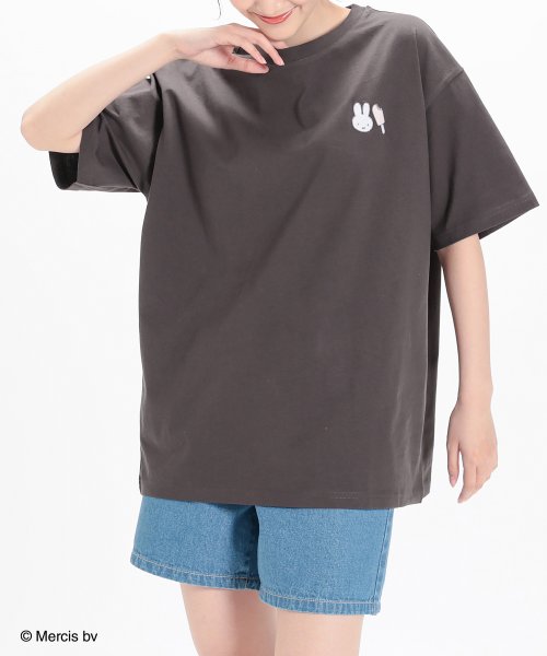 Honeys(ハニーズ)/ミッフィー／ゆるＴシャツ トップス Tシャツ レディース 白 半袖 ゆったり UVカット /img07