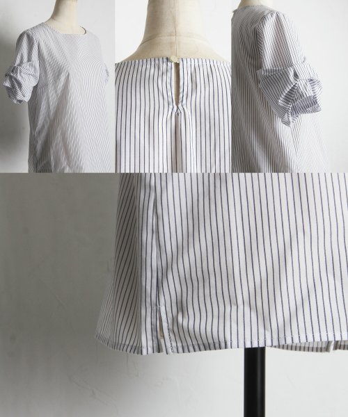 tocco closet(トッコクローゼット)/リボンモチーフスリーブストライプブラウス/img12