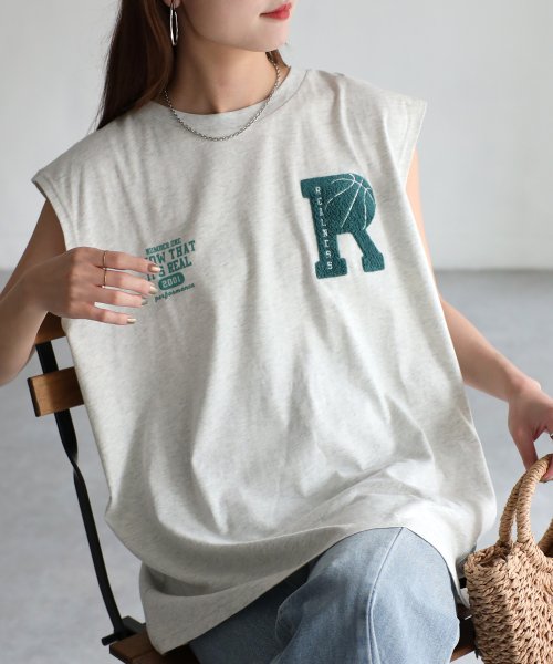 Riberry(リベリー)/サガラ刺繍バスケロゴノースリーブTシャツ/img17