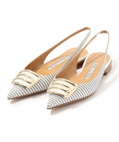 PELLICO ストライプスリングバックフラットシューズ 