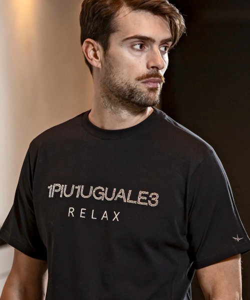 1PIU1UGUALE3 RELAX(1PIU1UGUALE3 RELAX)/1PIU1UGUALE3 RELAX(ウノピゥウノウグァーレトレ リラックス)ビーズロゴ半袖Tシャツ/img01