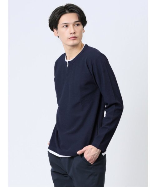 m.f.editorial(エムエフエディトリアル)/ドライワッフル フェイクヘンリーネック長袖Tシャツ メンズ Tシャツ カットソー カジュアル インナー ビジネス ギフト プレゼント/img26