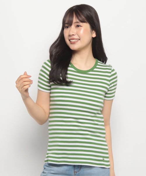 BENETTON (women)(ベネトン（レディース）)/ブランドロゴ刺繍入り先染めクルーネックボーダー半袖Tシャツ・カットソー/img10