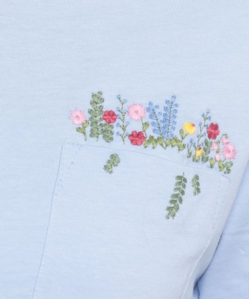 BENETTON (women)(ベネトン（レディース）)/クルーネック花柄刺繍胸ポケット半袖Tシャツ・カットソー/img25