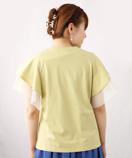 ScoLar(スカラー)/FRIDAY NIGHTとネコプリント メッシュフリル袖Tシャツ/img14