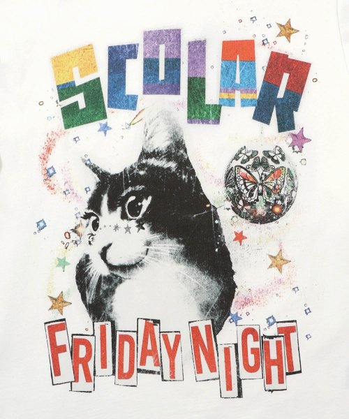 ScoLar(スカラー)/FRIDAY NIGHTとネコプリント メッシュフリル袖Tシャツ/img17