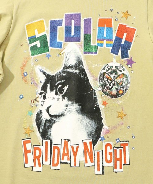 ScoLar(スカラー)/FRIDAY NIGHTとネコプリント メッシュフリル袖Tシャツ/img21