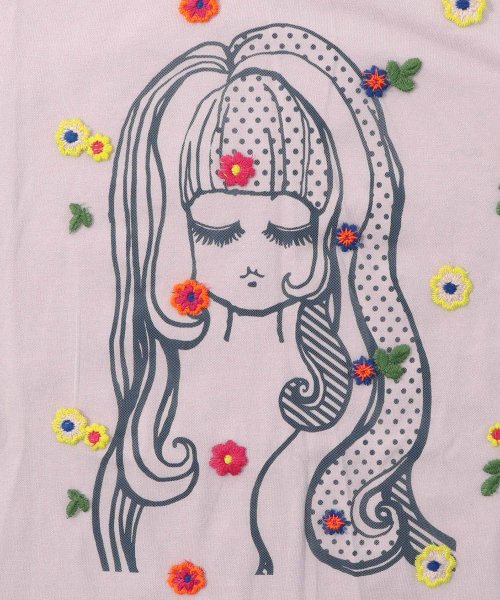 ScoLar(スカラー)/花刺繍チュール重ね 女の子プリントTシャツ/img20