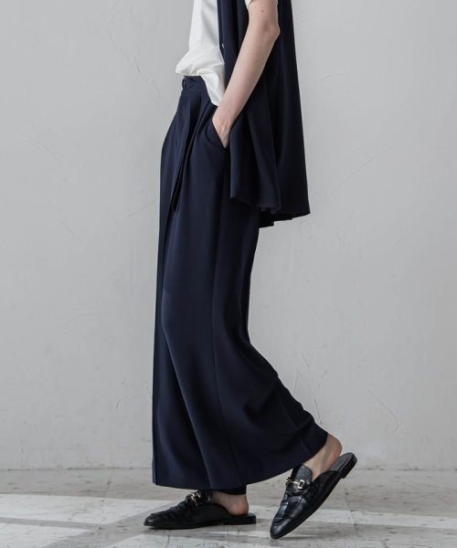 メランジツイルワイドパンツ≪洗濯機で洗える/セットアップ対応≫ 