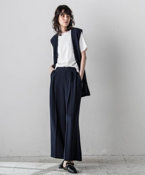 メランジツイルワイドパンツ≪洗濯機で洗える/セットアップ対応≫ 