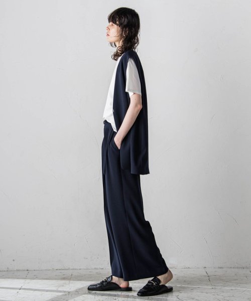 メランジツイルワイドパンツ≪洗濯機で洗える/セットアップ対応≫ 