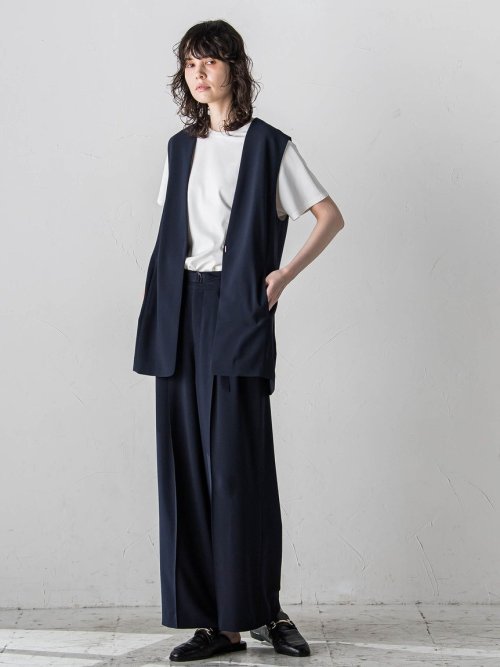 メランジツイルワイドパンツ≪洗濯機で洗える/セットアップ対応≫ 