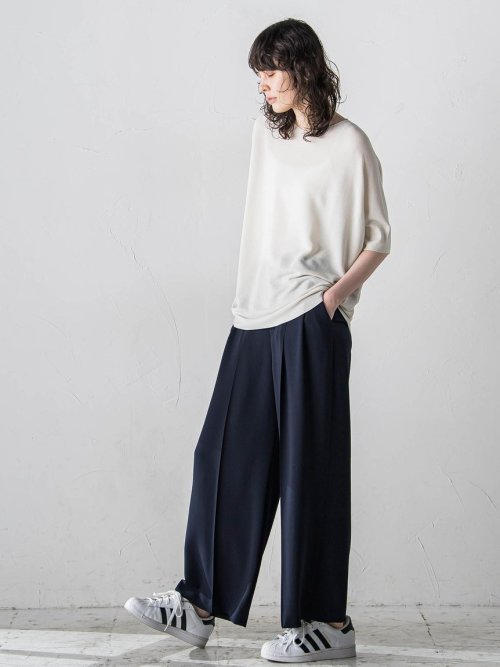 メランジツイルワイドパンツ≪洗濯機で洗える/セットアップ対応≫ 