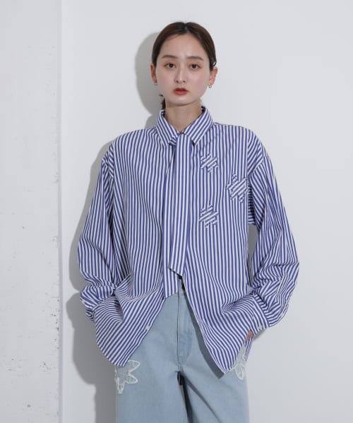 SENSE OF PLACE by URBAN RESEARCH(センスオブプレイス バイ アーバンリサーチ)/hxcyyd × SOP　ストライプフラワーパッチマルチシャツ(UNISEX)/img27