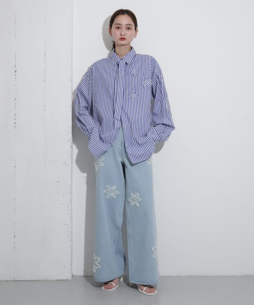 SENSE OF PLACE by URBAN RESEARCH(センスオブプレイス バイ アーバンリサーチ)/hxcyyd × SOP　ストライプフラワーパッチマルチシャツ(UNISEX)/img54