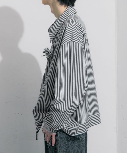 SENSE OF PLACE by URBAN RESEARCH(センスオブプレイス バイ アーバンリサーチ)/hxcyyd × SOP　ストライプフラワーコサージュシャツブルゾン(UNISEX)/img24