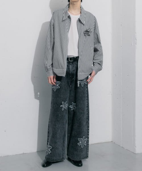 SENSE OF PLACE by URBAN RESEARCH(センスオブプレイス バイ アーバンリサーチ)/hxcyyd × SOP　ストライプフラワーコサージュシャツブルゾン(UNISEX)/img26