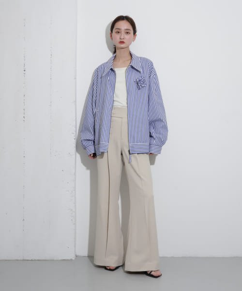 SENSE OF PLACE by URBAN RESEARCH(センスオブプレイス バイ アーバンリサーチ)/hxcyyd × SOP　ストライプフラワーコサージュシャツブルゾン(UNISEX)/img44