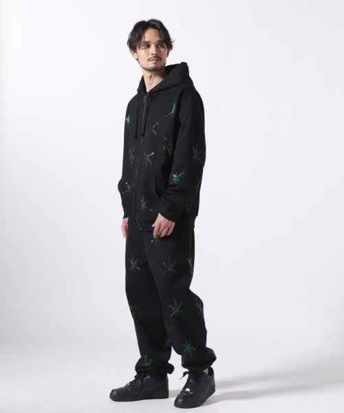 LHP(エルエイチピー)/UNKNOWN LONDON/アンノウンロンドン/BLACK WITH GREY DAGGER RINESTONE JOGGER PANT/img01