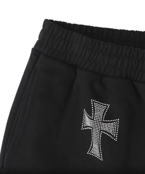 LHP(エルエイチピー)/UNKNOWN LONDON/アンノウンロンドン/BLACK WITH WHITE CROSS RINESTONE SHORTS/img05