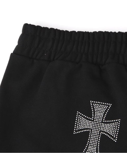 LHP(エルエイチピー)/UNKNOWN LONDON/アンノウンロンドン/BLACK WITH WHITE CROSS RINESTONE SHORTS/img09