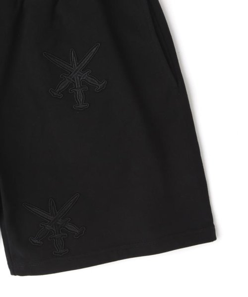 LHP(エルエイチピー)/UNKNOWN LONDON/アンノウンロンドン/BLACK ON BLACK DAGGER EMBROIDERY SHORTS/img08