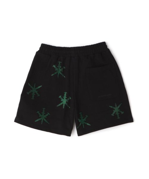 LHP(エルエイチピー)/UNKNOWN LONDON/アンノウンロンドン/BLACK WITH GREEN GAGGER RINESTONE SHORTS/img03