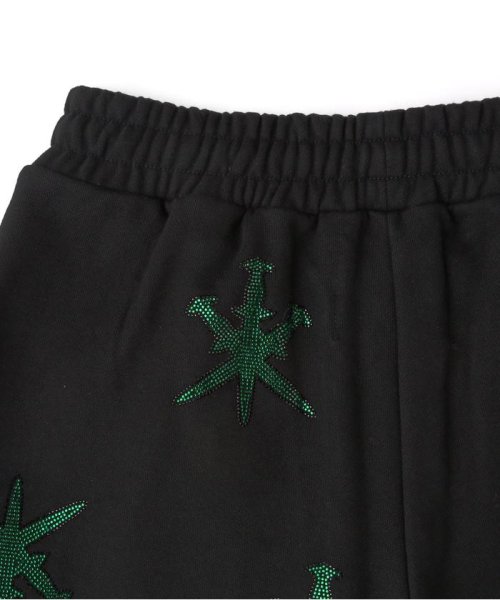 LHP(エルエイチピー)/UNKNOWN LONDON/アンノウンロンドン/BLACK WITH GREEN GAGGER RINESTONE SHORTS/img09