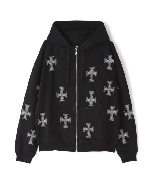 LHP(エルエイチピー)/UNKNOWN LONDON/アンノウンロンドン/BLACK WHITE CROSS RS HOODIE/img03