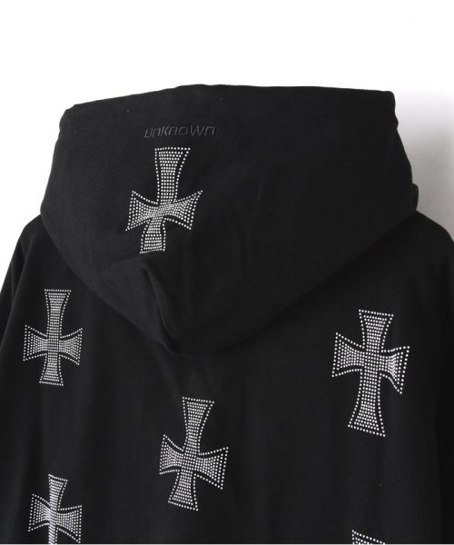 LHP(エルエイチピー)/UNKNOWN LONDON/アンノウンロンドン/BLACK WHITE CROSS RS HOODIE/img10