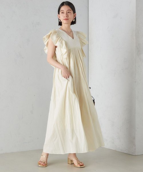 little black:〈手洗い可能〉インド 刺繍 袖 フリル デザイン ワンピース ◇ 