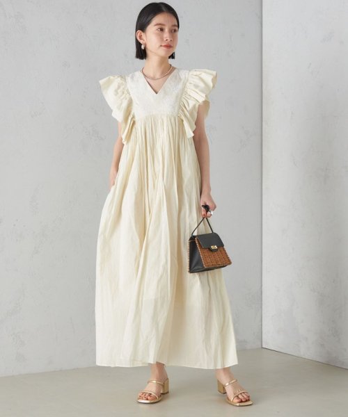 little black:〈手洗い可能〉インド 刺繍 袖 フリル デザイン ワンピース ◇ 