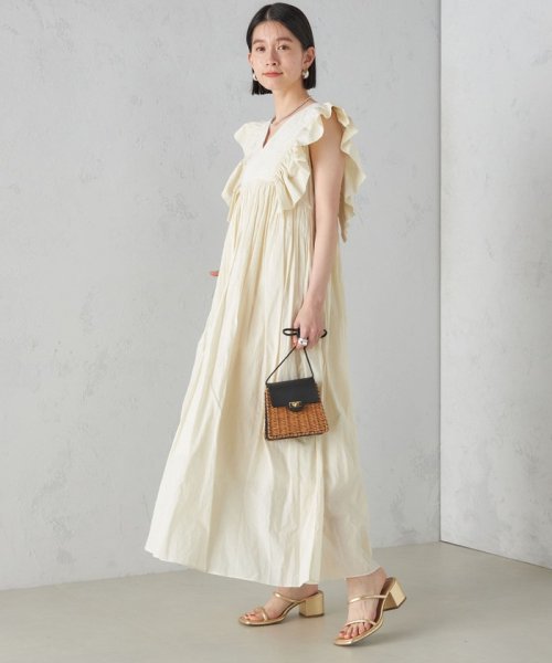 little black:〈手洗い可能〉インド 刺繍 袖 フリル デザイン ワンピース ◇ 