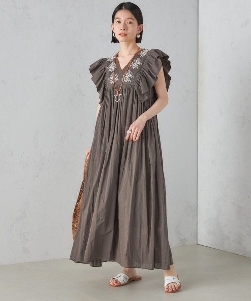 little black:〈手洗い可能〉インド 刺繍 袖 フリル デザイン ワンピース ◇ 