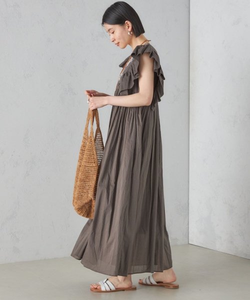 little black:〈手洗い可能〉インド 刺繍 袖 フリル デザイン ワンピース ◇ 