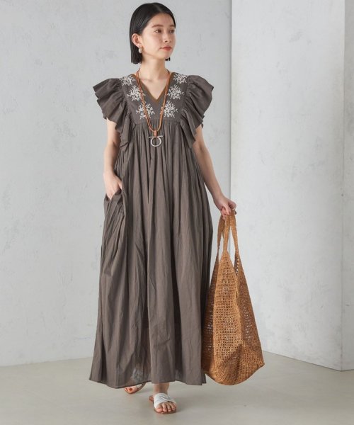 little black:〈手洗い可能〉インド 刺繍 袖 フリル デザイン ワンピース ◇ 