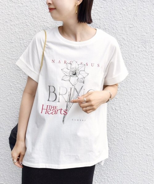 SHIPS WOMEN(シップス　ウィメン)/*〈手洗い可能〉フラワー プリント ロゴ TEE ◇/img13