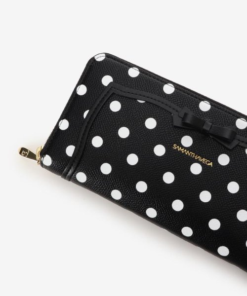 ソリッドリボンドット長財布 