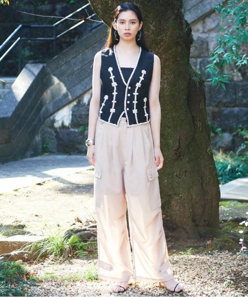 Schott(ショット)/Women's/×RUMBLE RED/ランブルレッド/SLUB CHIFFON CARGO PANTS/スラブシフォン カーゴパンツ/img04