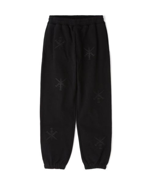 LHP(エルエイチピー)/UNKNOWN LONDON/アンノウンロンドン/BLACK ON BLACK DAGGER EMBROIDERY JOGGER PANTS/img02