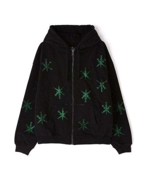 LHP(エルエイチピー)/UNKNOWN LONDON/アンノウンロンドン/BLACK WITH GREEN DAGGER RINESTONE HOODIE/img03