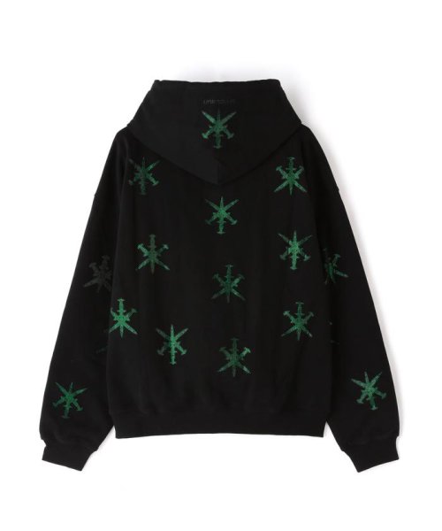 LHP(エルエイチピー)/UNKNOWN LONDON/アンノウンロンドン/BLACK WITH GREEN DAGGER RINESTONE HOODIE/img04