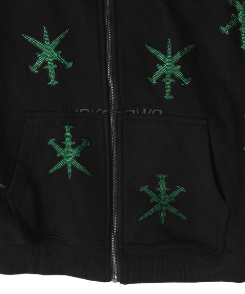 LHP(エルエイチピー)/UNKNOWN LONDON/アンノウンロンドン/BLACK WITH GREEN DAGGER RINESTONE HOODIE/img08