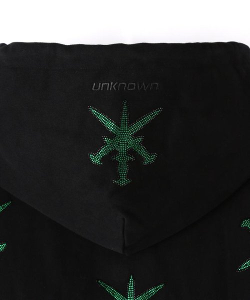 LHP(エルエイチピー)/UNKNOWN LONDON/アンノウンロンドン/BLACK WITH GREEN DAGGER RINESTONE HOODIE/img09