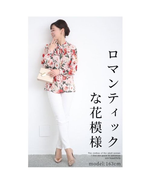 Sawa a la mode(サワアラモード)/ロマンティックな花柄プリーツシャツブラウス　レディース 大人 上品/img01