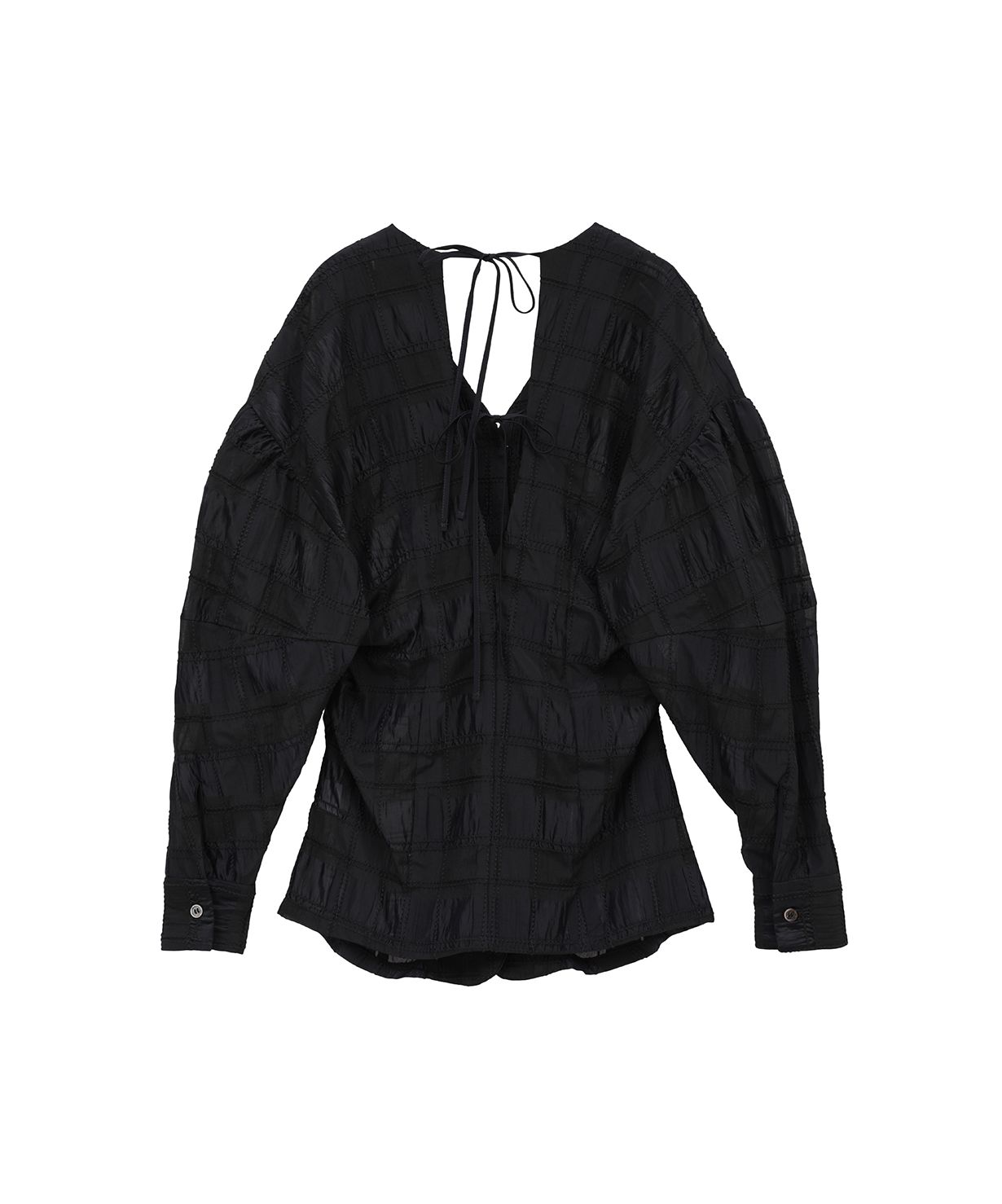 SHEER CHECK TUCK WAIST BLOUSE　CLANE CLANE SHEER CHECK TUCK WAIST BLOUSE
