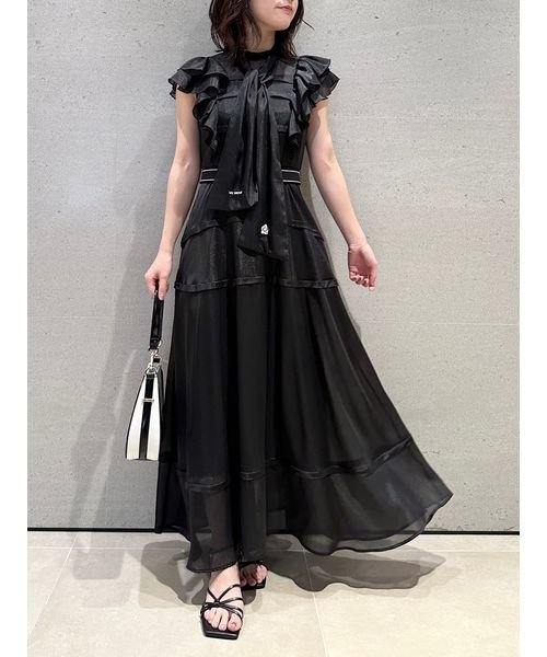 【LILY BROWN×MARY QUANT】ロゴベルト付きシアーワンピース QUANT LILY BROWN×MARY 6cm 長さ63cm 巾3